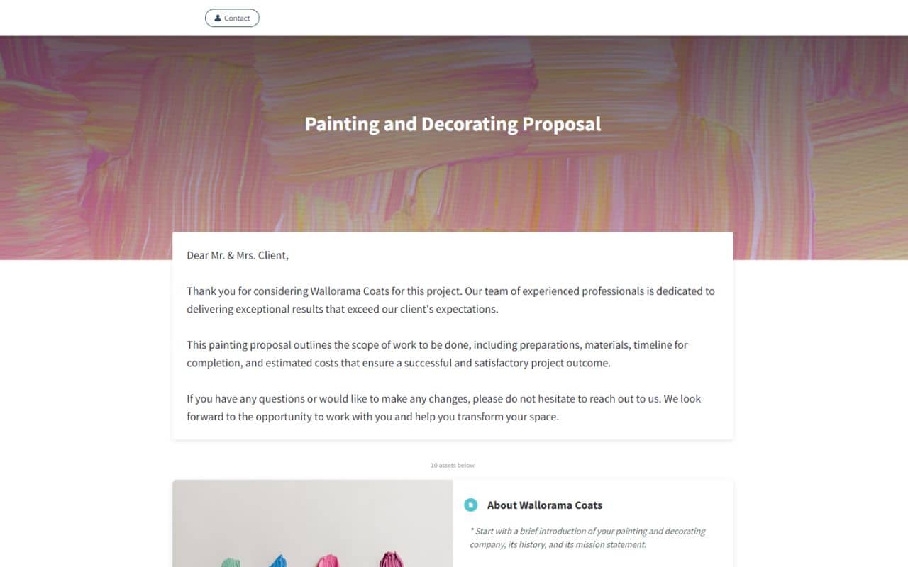 painting and decorating proposal